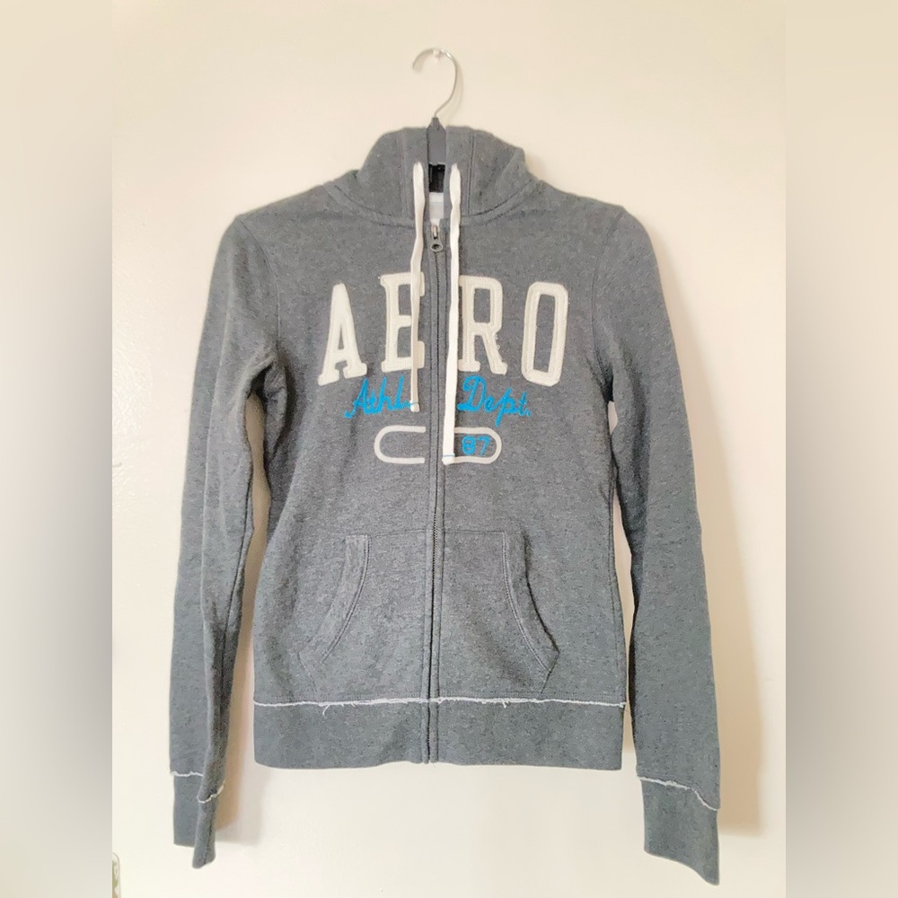 *BRAND NEW* Aeropostale Grey Fleece Heather Light Gray Zip Up Hoodie Girls Small